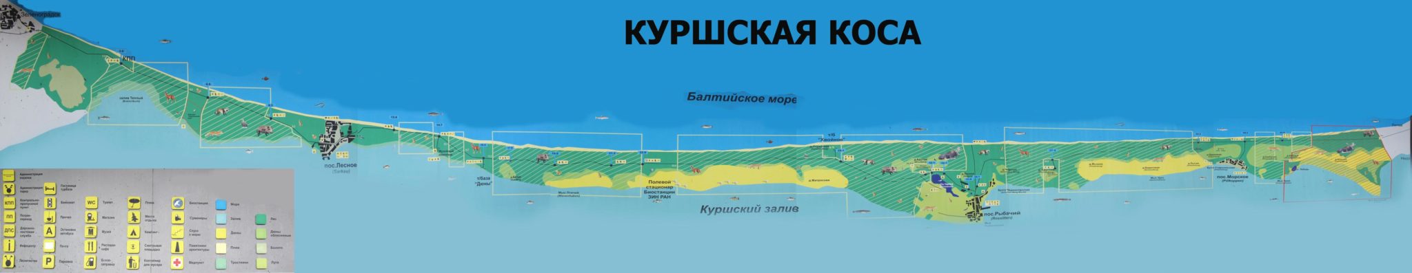 Карта куршской косы калининградская область с достопримечательностями