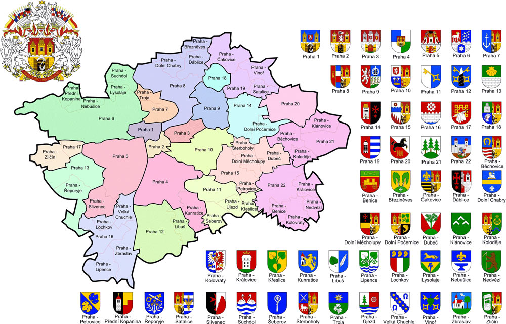карта районов Праги