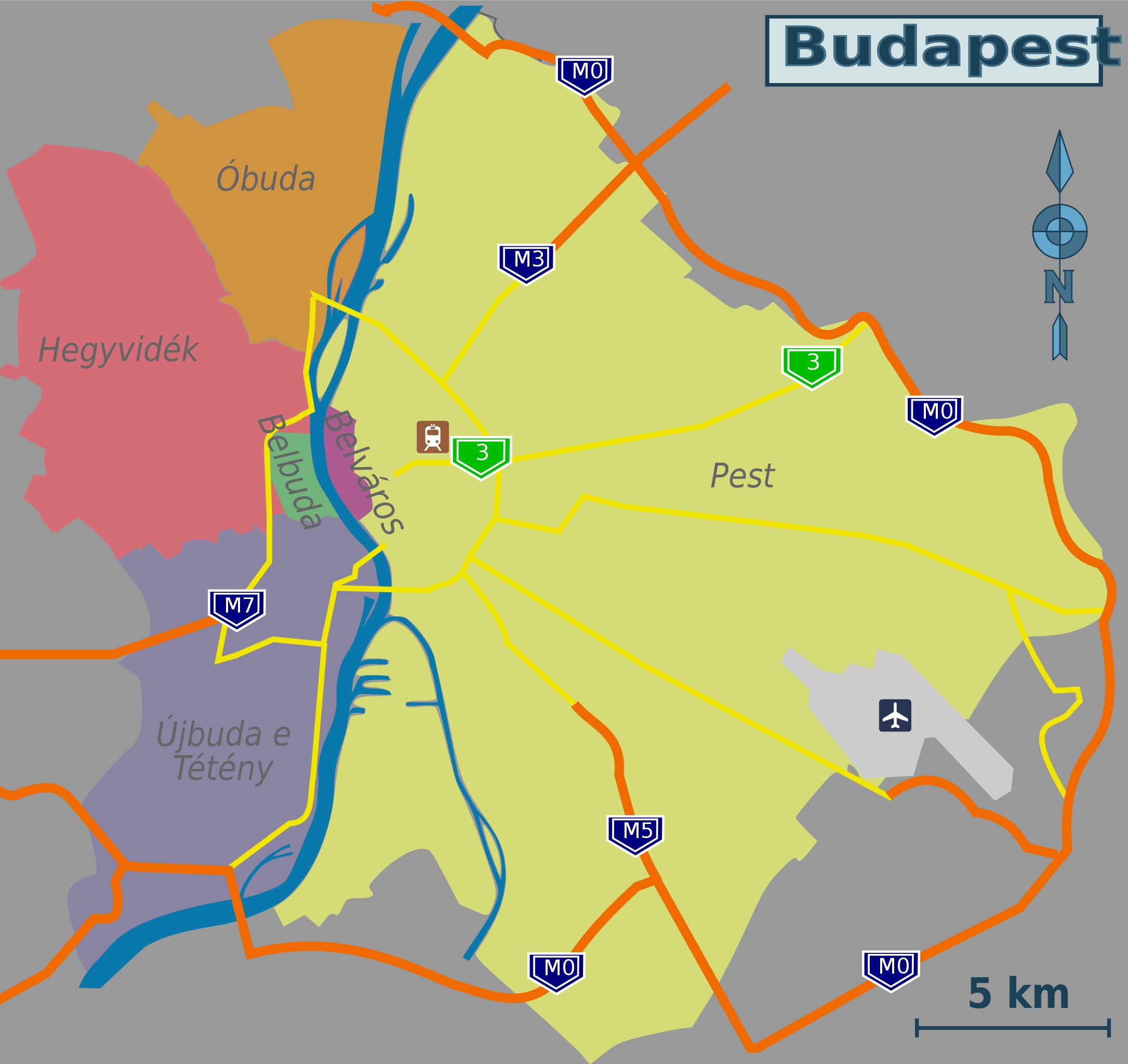 Карта районов Будапешта