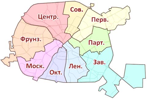 районы Минска на карте